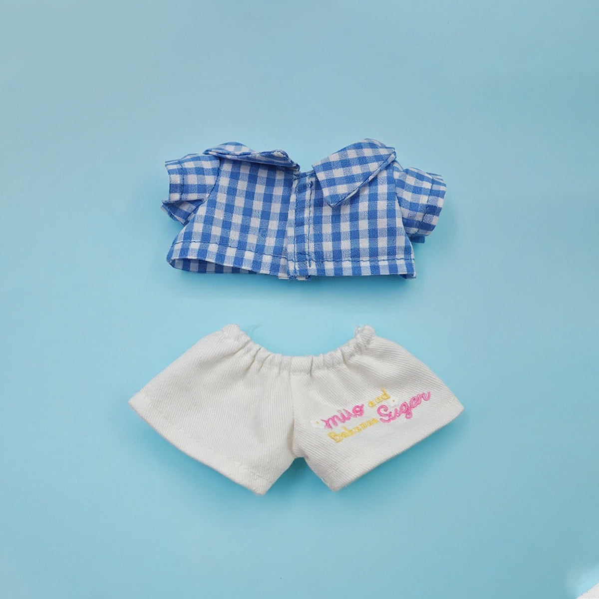 Labubu Fashion Clothing - Blue Plaid Set