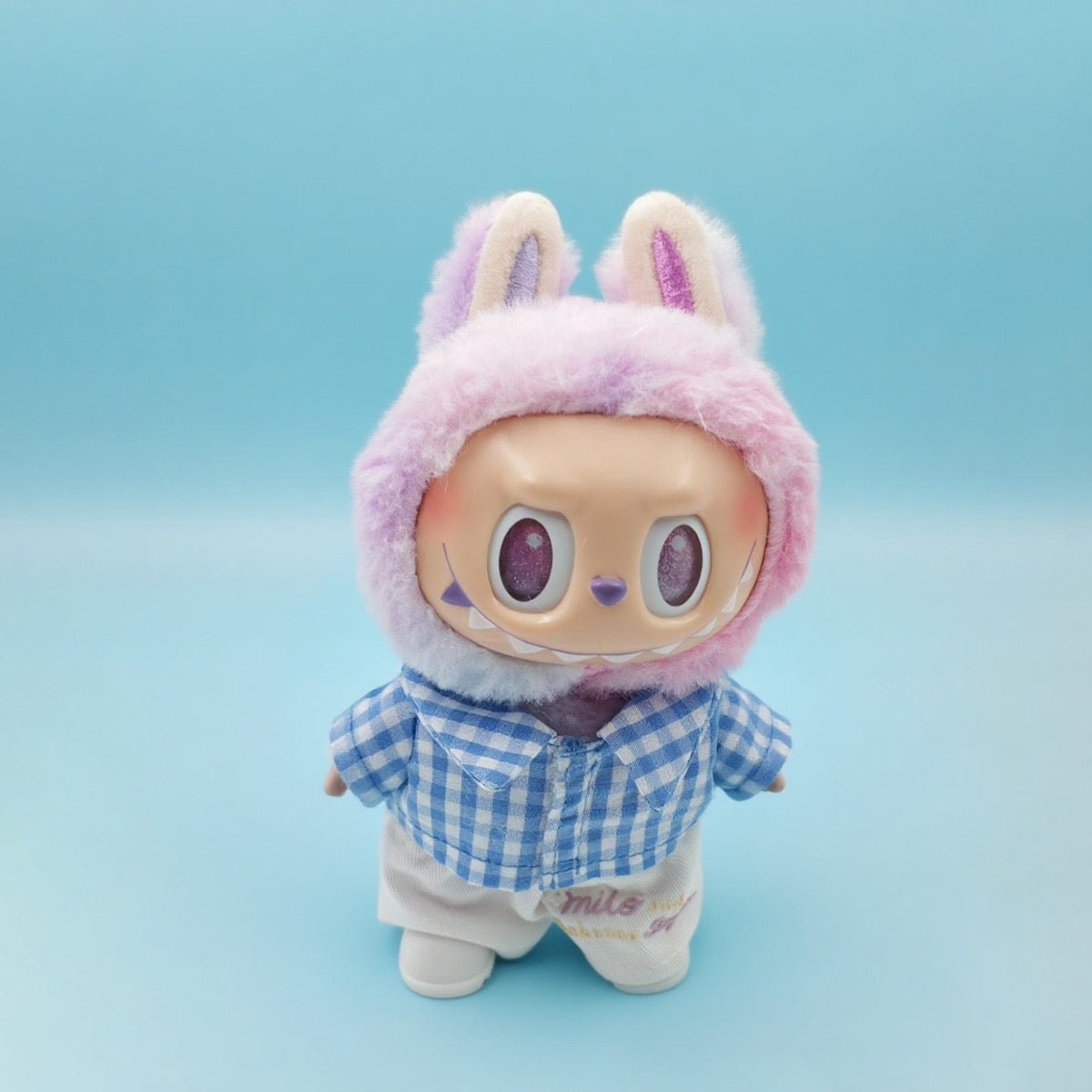 Labubu Fashion Clothing - Blue Plaid Set