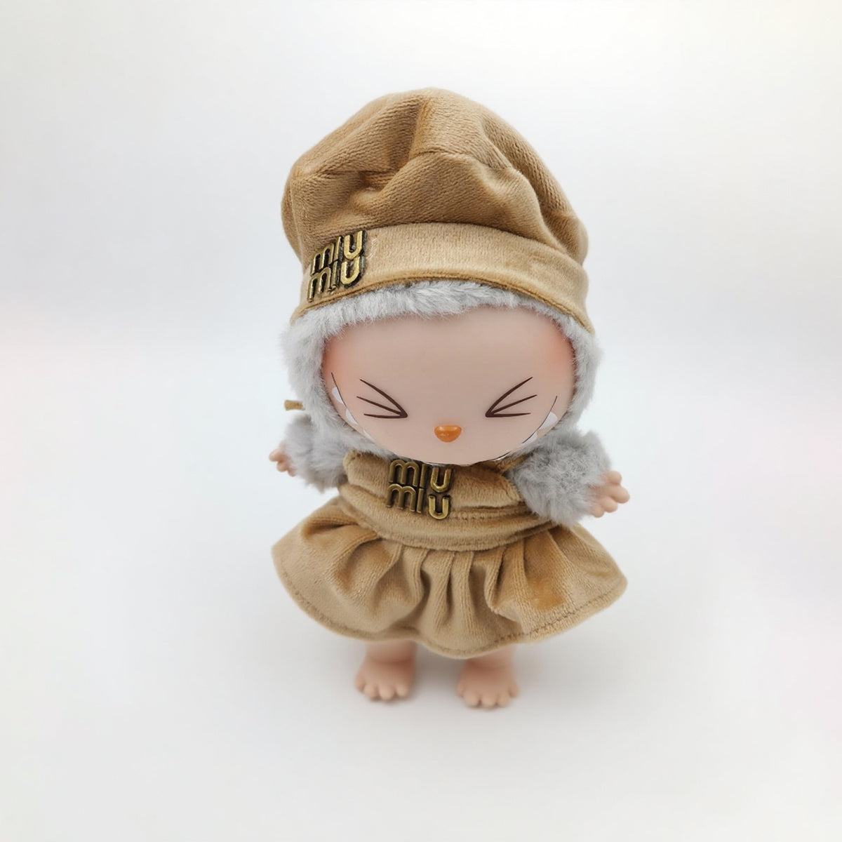 Labubu Fashion Miu-Haute Brown 2-piece Set (dress and hat)