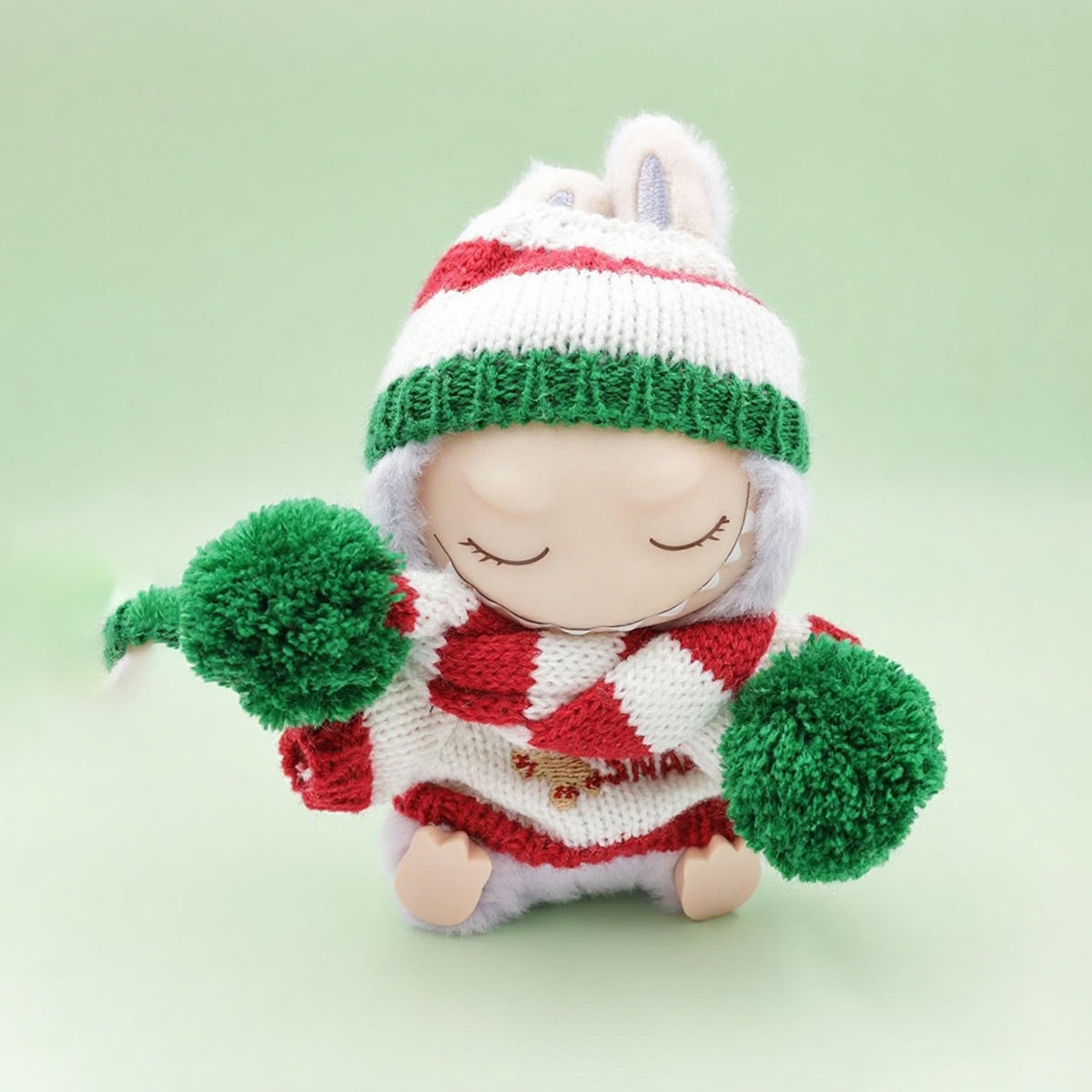 Labubu Fashion - Christmas themed three-piece hat, scarf and dress set