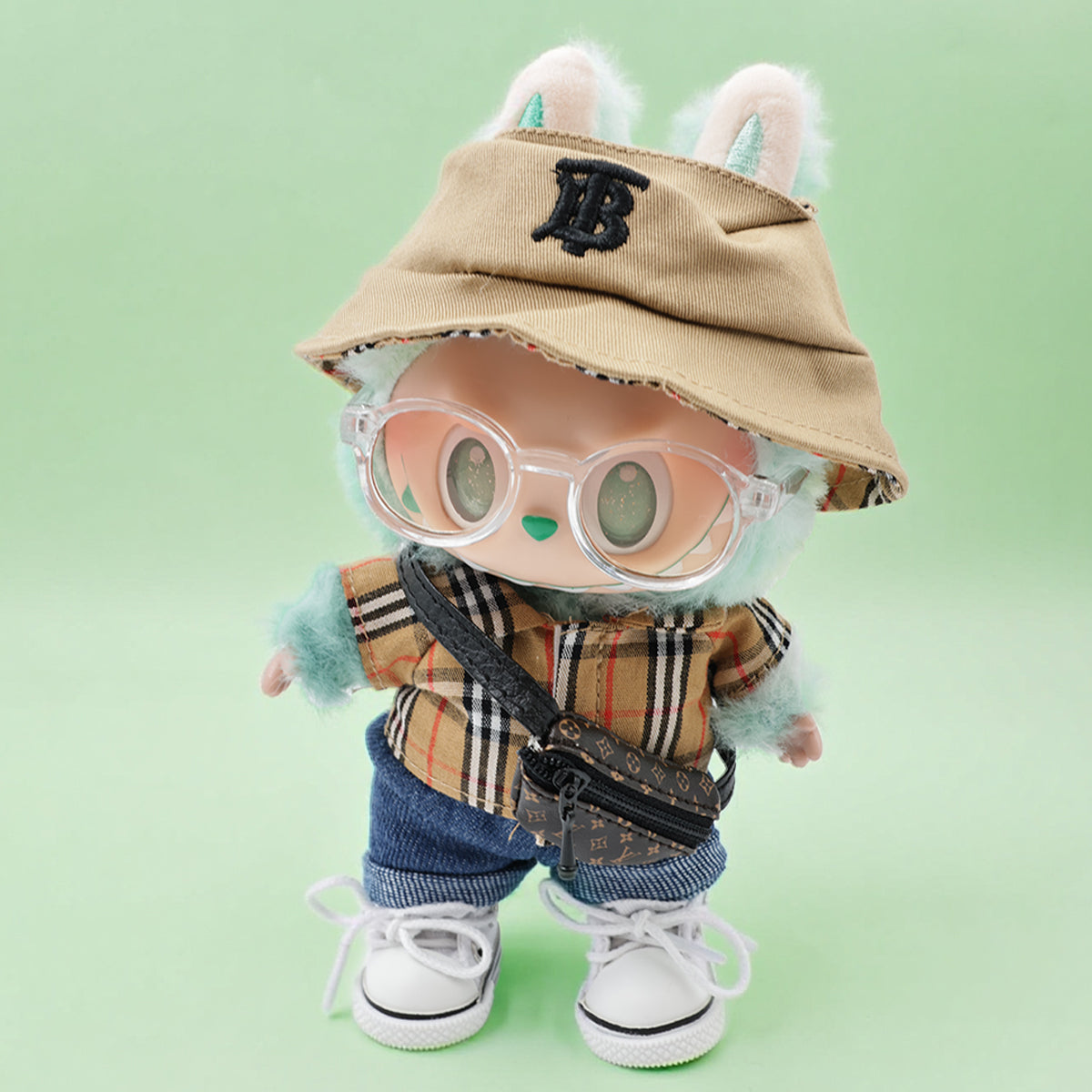 labubu Fashion Clothing-TB Plaid Style Premium Set (Clothing, Hat, Shoes and Bag)