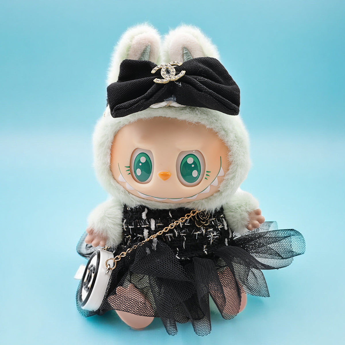 Labubu Fashion Clothing -Chanel style skirt and chain bag